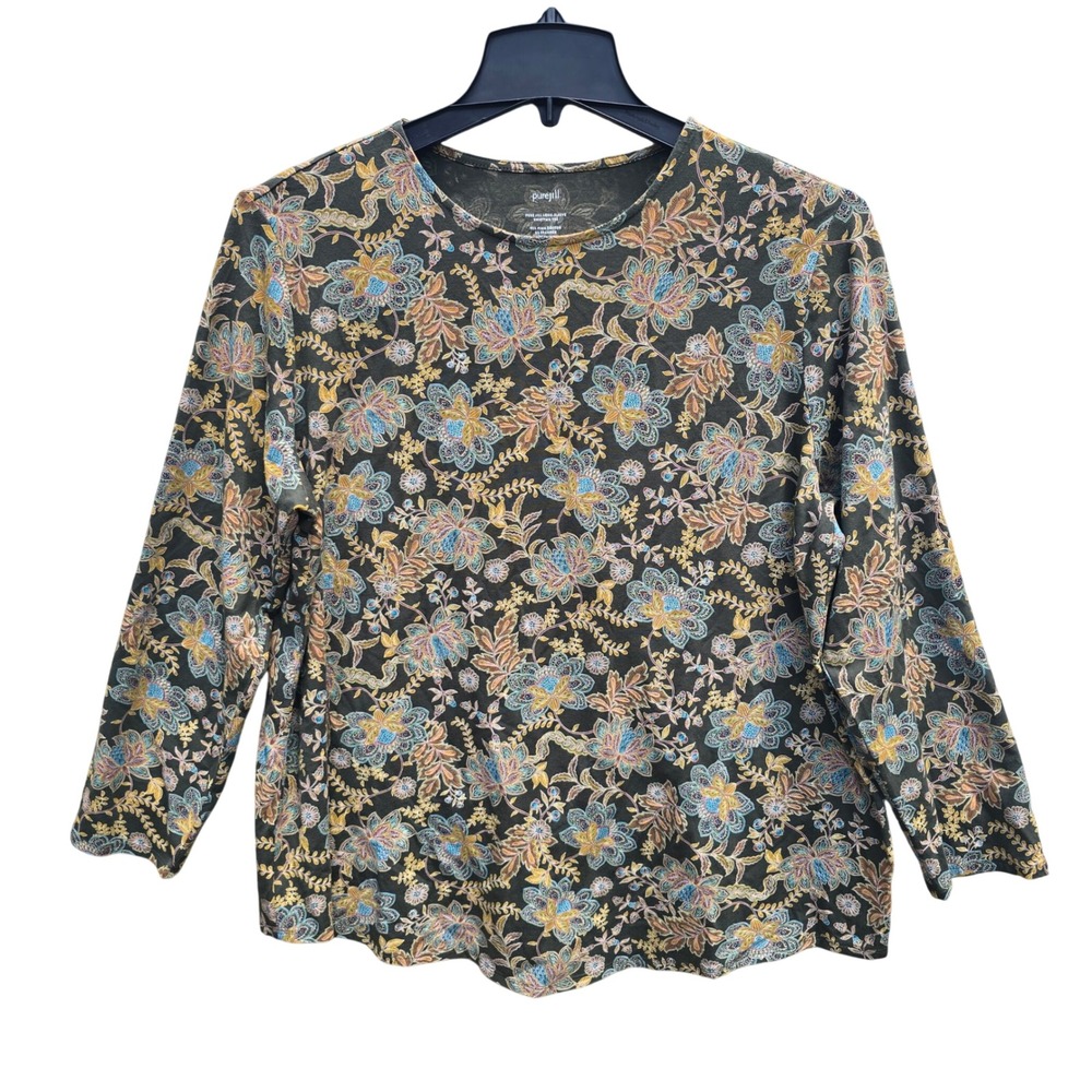 Pure Jill J. Jill NWOT Floral Pima Cotton Long Sleeve Tee XL
